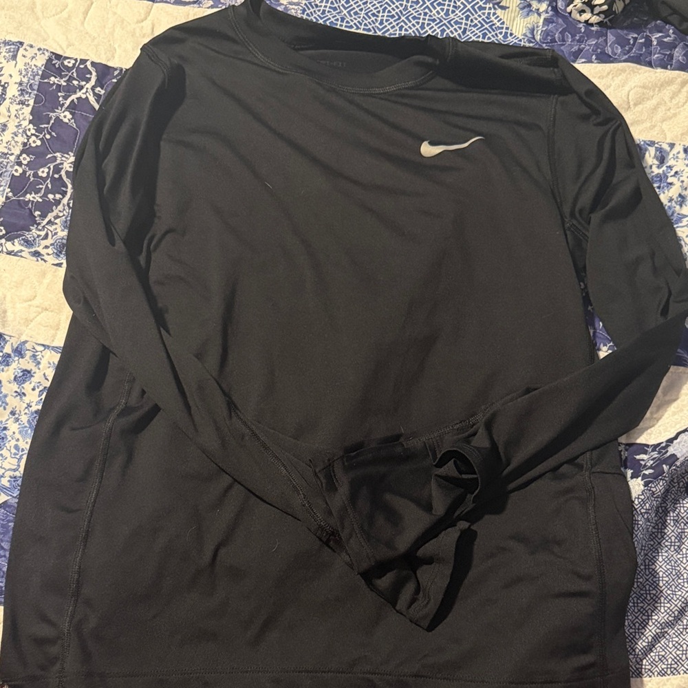 Nike Black Long Sleeve Top with Swoosh